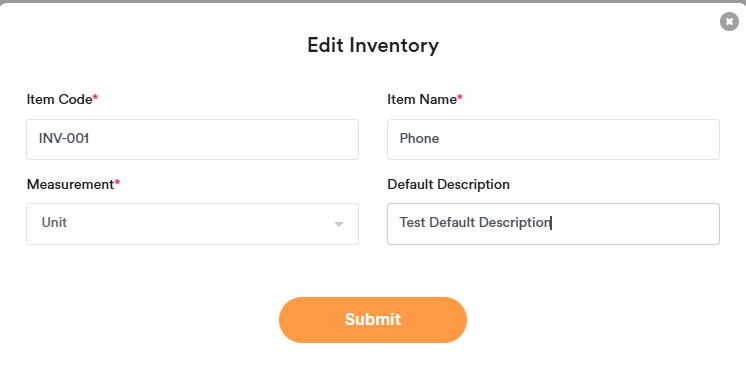 Default Description Settings Inventory