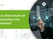 Businesswoman using AI interface for data protection with padlock icons.