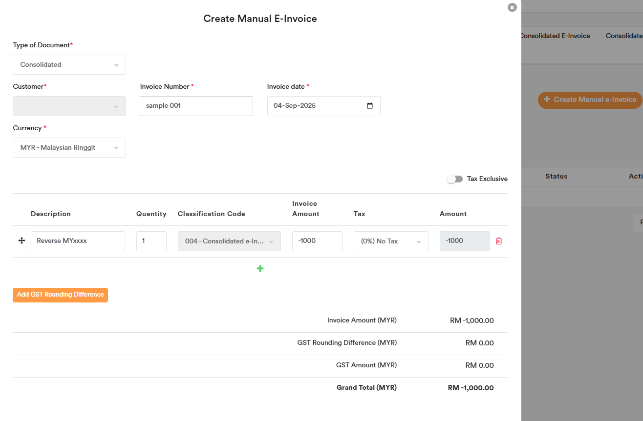 How To Reverse A Consolidated E-Invoice Amount And Issue It Individually 1 How To Reverse A Consolidated E Invoice Amount And Issue It Individually 1