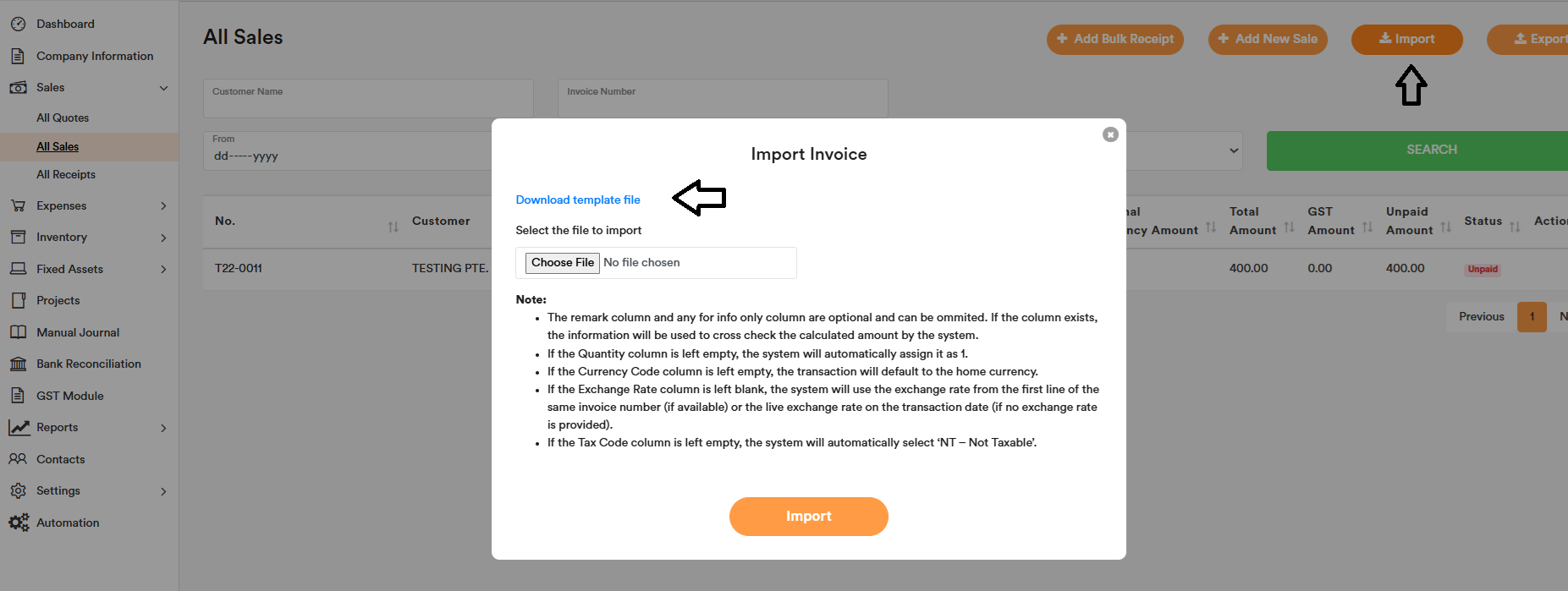 Import Of Sales And Expenses Transactions 1 Import Of Sales And Expenses Transactions 1