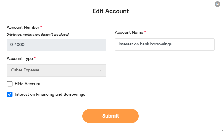 Chart Of Accounts – Borrowings 2 Chart Of Accounts – Borrowings 2