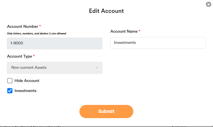 Chart Of Accounts – Investments Chart Of Accounts – Investments