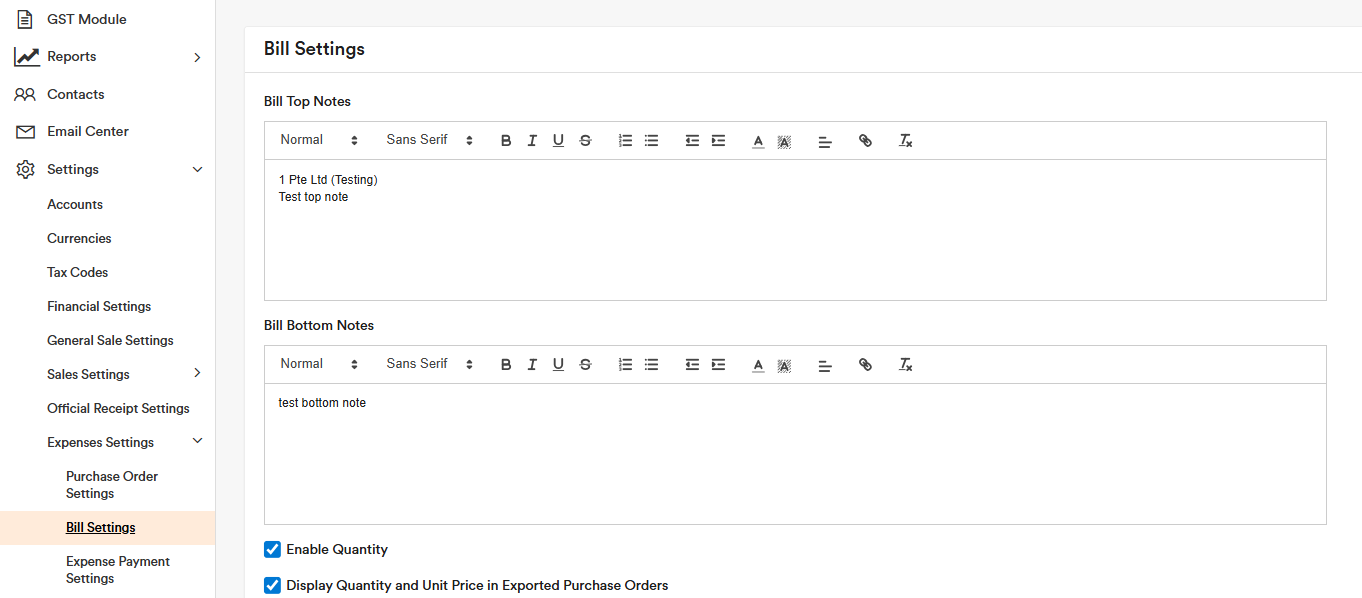 Expense Report Settings 2 Expense Report Settings 2