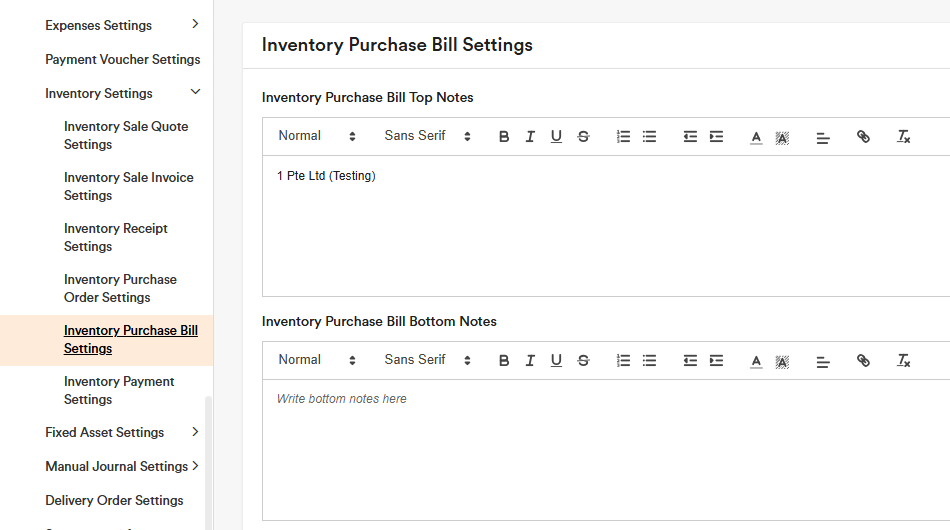 Inventory Purchase Report Settings 2 Inventory Purchase Report Settings 2