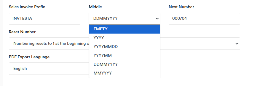 Invoice Special Prefix Number Settings 1 Invoice Special Prefix Number Settings 1