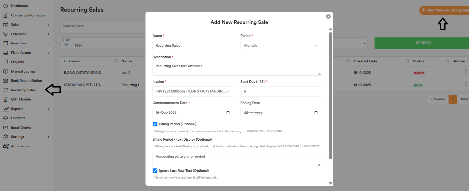 Recurring Sales 1 Recurring Sales 1