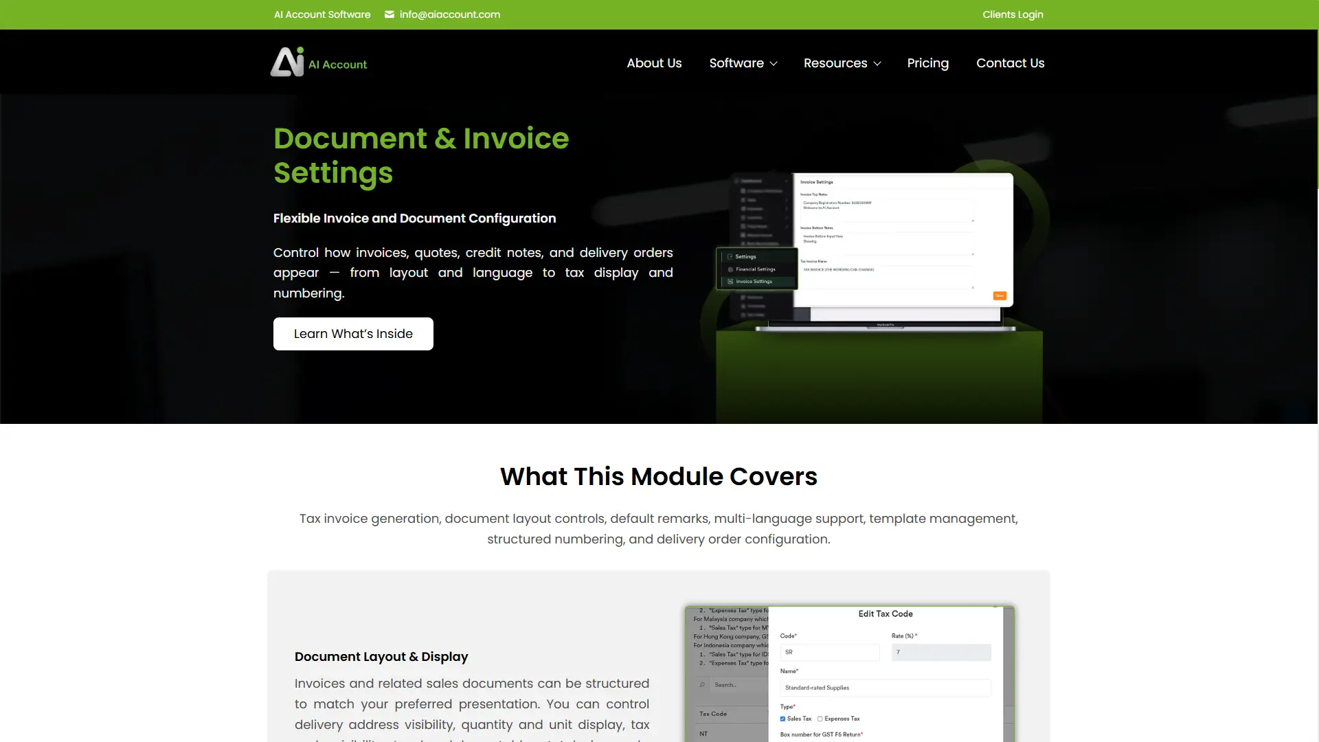 Document & Invoice Settings - AI Account