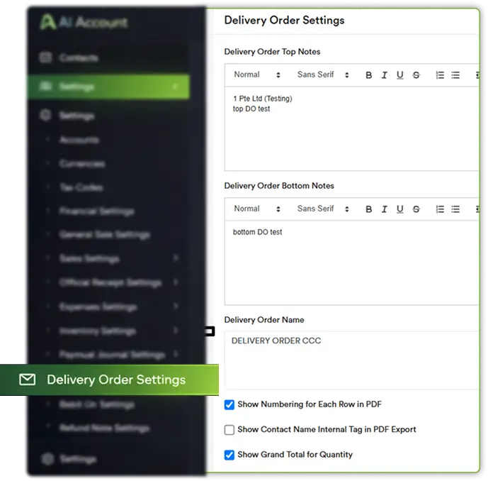 Numbering & Delivery Orders